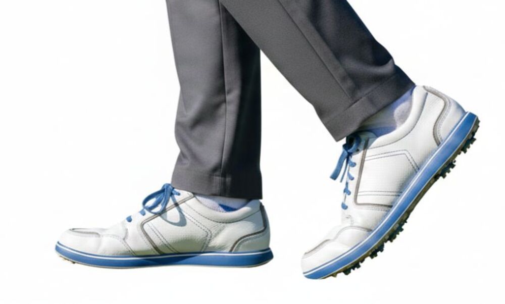 Ashworth Cardiff ADC Spikeless Golf Shoes White Blue Men's Size 10.5 Leather